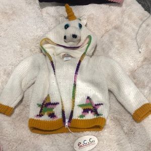 Unicorn hoodie, cream, yellow, pink, purple,green